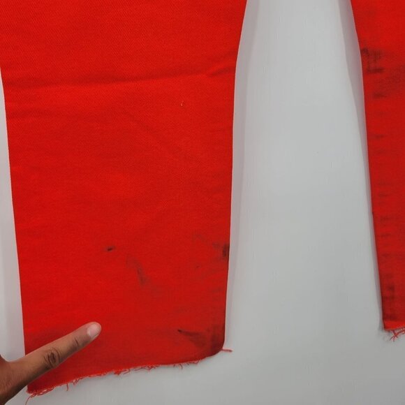 Current/Elliott Kick Flare-Leg Crop Jeans Mid-Rise Raw Hem Fiery Red 27 Womens - Picture 9 of 16